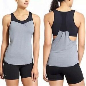Athleta Gel Mesh Supercharged Grey and Black Tank Top. Size Small.